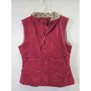 Lakin McKey Canvas Sherpa Lined Workwear Barn Vest Burgundy Medium